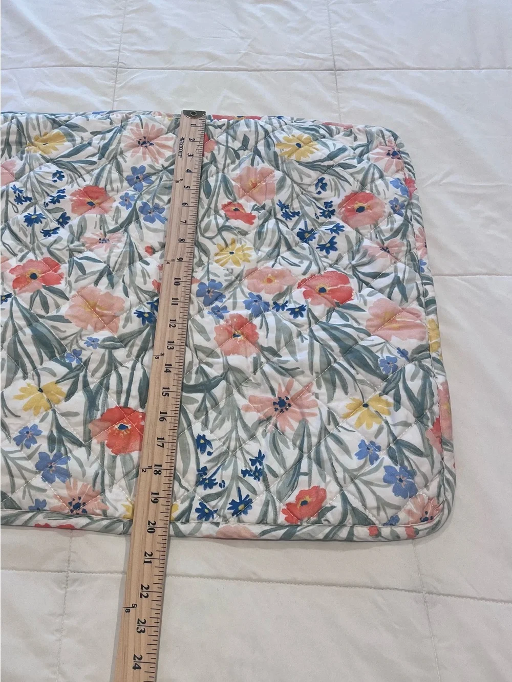 Rachel Ashwell Floral Pillow Sham Quilted White Green Peach